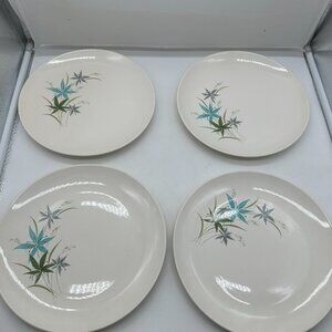 Vintage Sabin Set of 4 Dinner Plates Plate  SAB76 Blue Green Gray  Flowers
